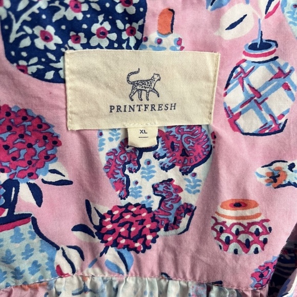 PRINTFRESH Pink Cat Print 100% Organic Cotton Sleep Dress XL Anthropologie - Picture 6 of 9